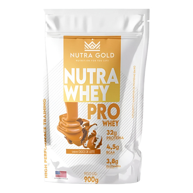 Whey Nutra Gold Pro Whey 3w 32g Proteínas Baixo Carbo 900g Sabor Doce De Leite Whey Nutra Gold Pro Whey 3w 32g Proteínas Baixo Carbo 900g Sabor Doce De Leite