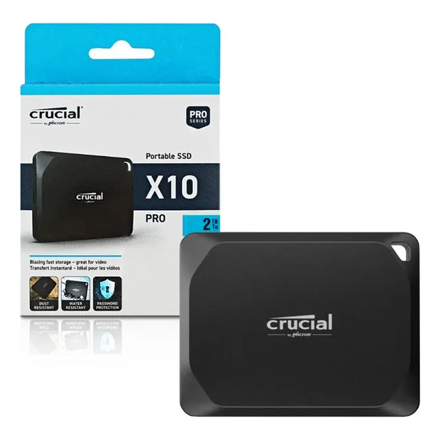 SSD externo de 2 TB, USB C 3.2, 2100 m, X10 Pro Series Crucial