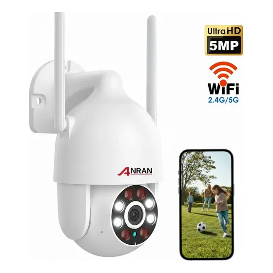 Anran Cámara de Seguridad Wifi Ip 5G 5MP N50W1584 Wireless PTZ Visión Nocturna Impermeable HD Color Blanco