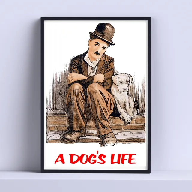 Cuadro Charles Chaplin A Dog's Life 30x40cm Listo P Colgar