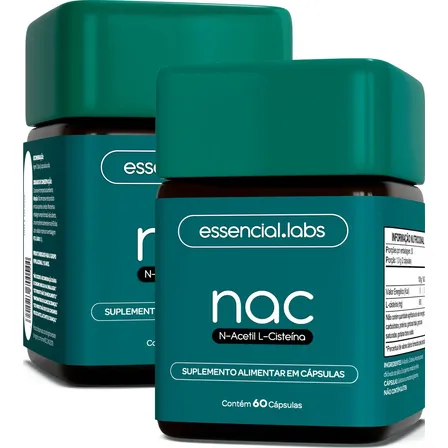 02 Potes Do Nac Acetilcisteina 600mg - Máxima Concetranção E Pureza - 120 Cápsulas Sem Sabor