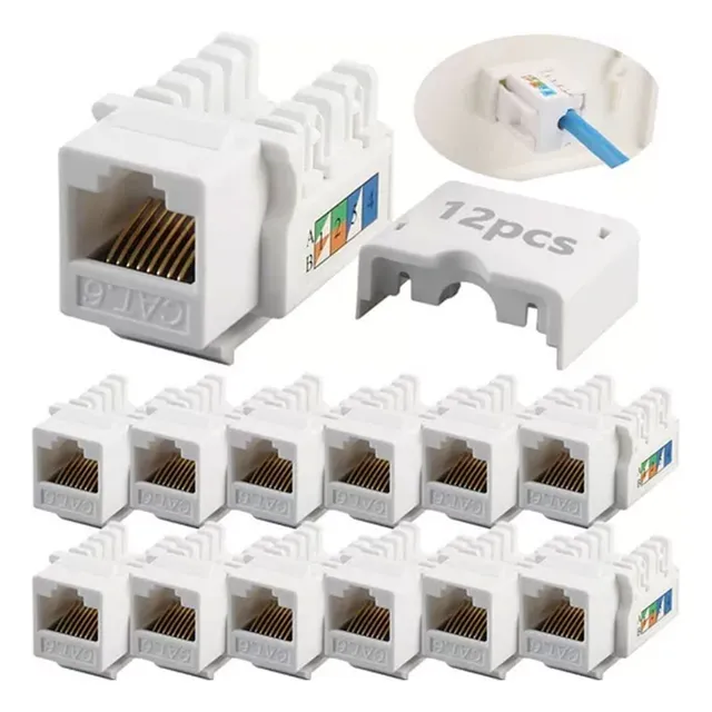 12pzs Conector Jack Rj45 Cat 6/5 Probado Cable Plug Rojo Utp