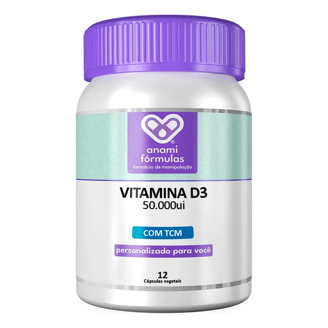 Vitamina D3 Colecalciferol 50.000ui Com Tcm | 12 Cápsulas