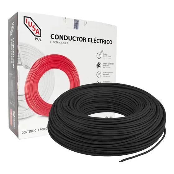 Caja De 100 Mts Cable Negro Calibre 12 Iusa MX Thhw-ls 399323 Color Negro