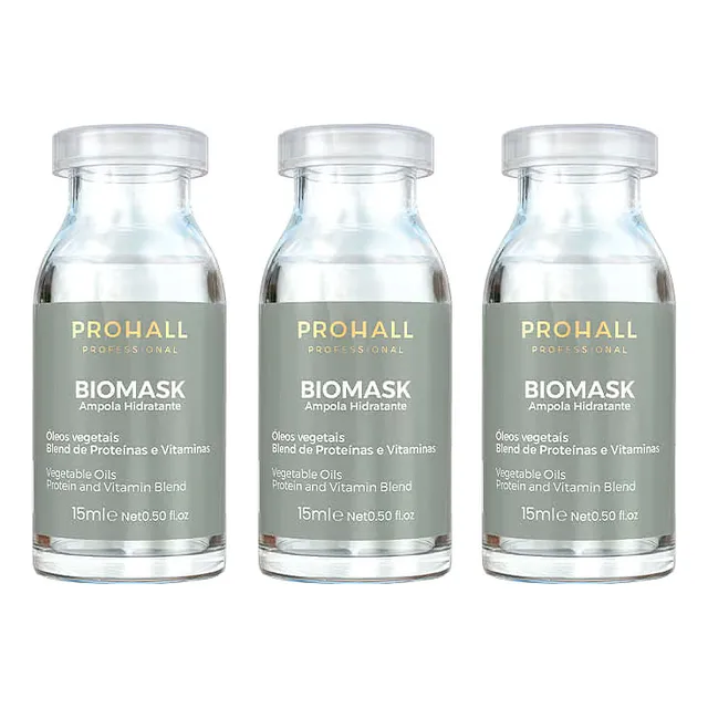 Kit 3 Ampola Hidratante Biomask Prohall Hidratação Intensa