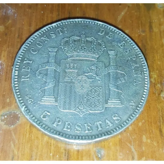 Moneda 5 Pesetas En Plata 900 Año 1898 Alfonso Xiii