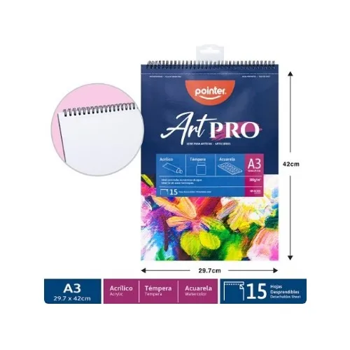 Block Dibujo Art Acrilico Acuarela Tempera A3 300gr Al Mayor