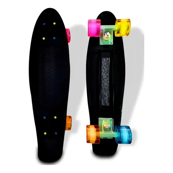 Patineta Tamaño Penny Blazer Colores+ Ruedas Penny Negra Multicolor