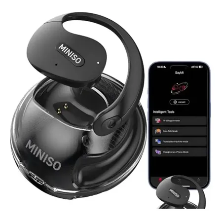 Miniso X15pro Fone Sem Fio Esportivo Bluetooth Tradutor Ai Preto