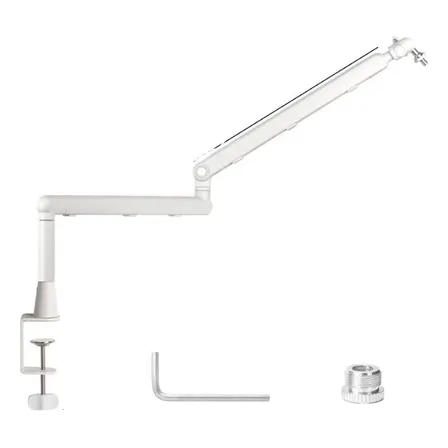 Pés De Microfone Braço Suporte Articulado Aumento Da Altura Branco
