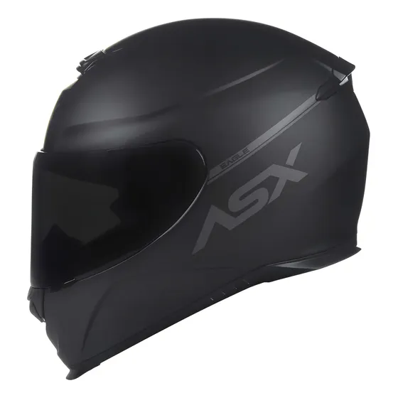 Capacete Fechado Asx Eagle Solid Preto Fosco + Viseira Fumê — foto 2