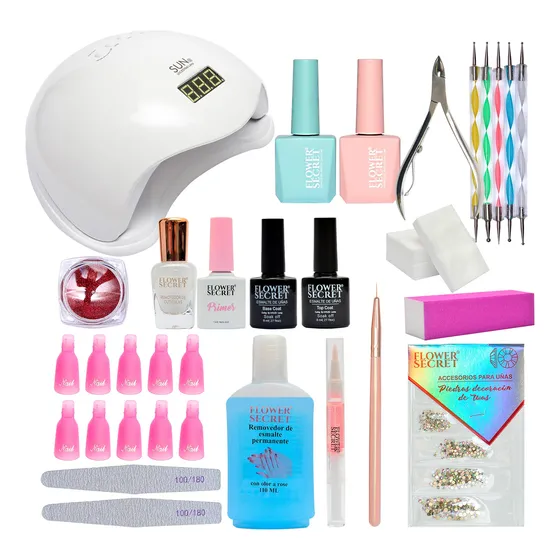 Kit De Esmaltes Permanentes Completo + Lampara 48 Watts