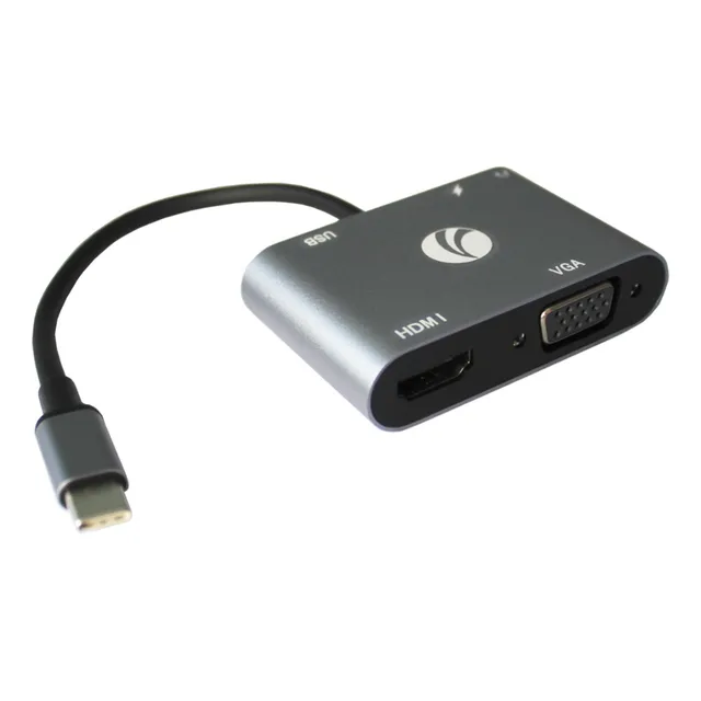 Adaptador Hub Vcom Tipo C A Vga Hdmi Usb3.0 Tipo C Y Jack Cs