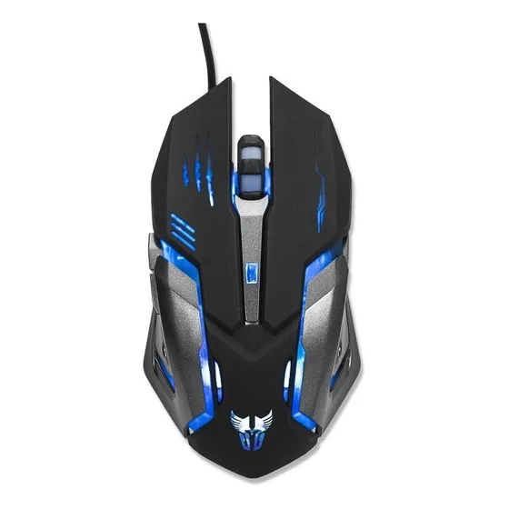 Mouse Gaming Alámbrico 2400 Dpi Negro Con Azul Argom Tech