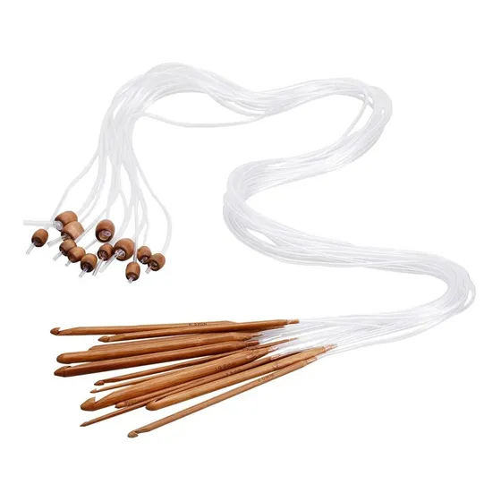 Aguja Tunecino Crochet  Cable Madera Bambú 120cm 3 A 10 Mm