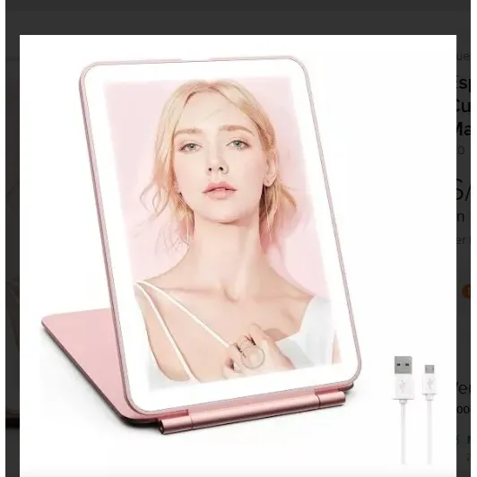 Espejo De Luz Led Touch Cuadrado Recargable Maquillaje