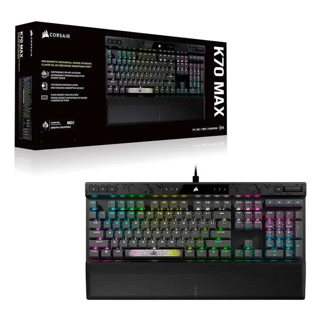 Teclado gamer Corsair Ingles Corsair MGX inglés internacional color gris oscuro con luz RGB