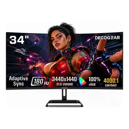 Monitor Curvo Ultrawide Deco Gear 34 180hz Uwqhd