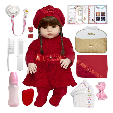 Boneca Tipo Reborn Corpo Inteiro Silicone + Itens E Bolsa Boneca Tipo Reborn Corpo Inteiro Silicone + Itens E Bolsa