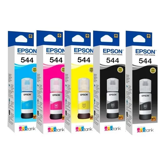 5x Tinta Epson T544320 T544120 T544420 T544220 L3150 L3110 Tinta 02 Preta - 01 Magenta - 01 Ciano - 01 Amarelo