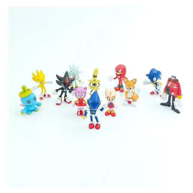 Set 12 Figuritas De Sonic Tails Knuckles Amy De Colección