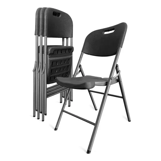 Silla Plegable Plastico Metal Color Negro Lh-4268