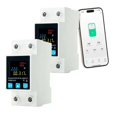 Kit2 Disjuntor Wifi Com 110/220v 63a Inteligente Automação