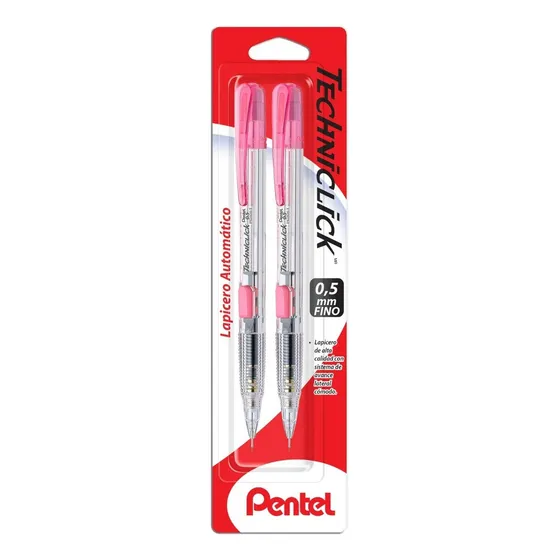 Lapicero Portaminas Pentel Techniclick Pd105bp2 0.5mm 2 Pzas Color Rosa