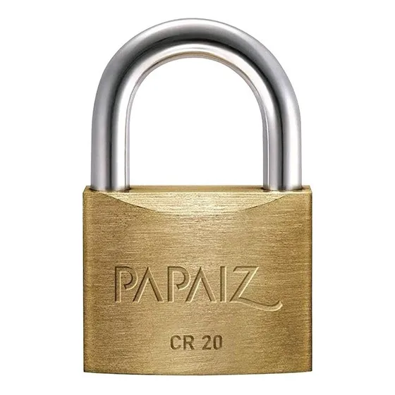 Cadeado Papaiz Pequeno Cr 20mm Latão Maciço 2 Chaves Cor Dourado