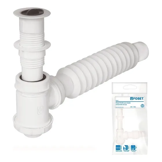 Cespol Lavabo Flexible 1-1/4'' Pvc Trampa Foset 49366 Color Blanco