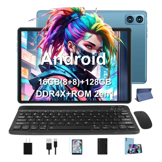 Tablet 10.1'' Wozifan Android 16(8+8)+128gb Teclado+ratón