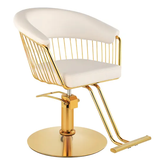 Silla Gold Circular Estetica Nanofort Spa Ajustable Giro 360° Color Blanco Forma De La Base Redonda Tipo De Respaldo Fijo