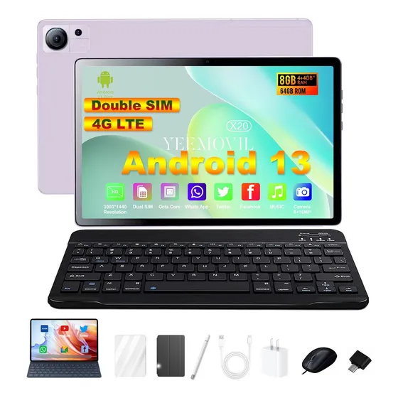 Yeemovil X20 8gram Tableta Con Teclado Android13 10.1 Lte 4g