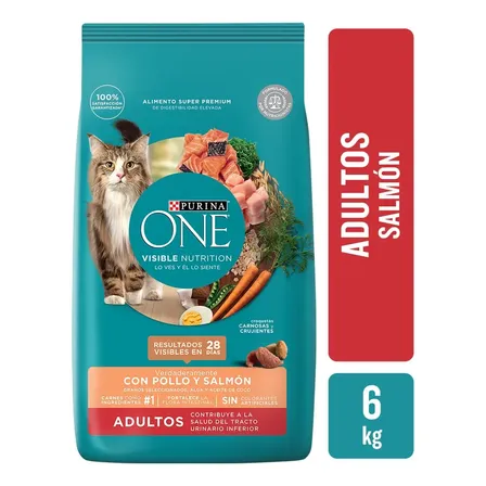 Purina One Alimento Seco Gato Adulto Sabor Pollo y Salmón 6Kg