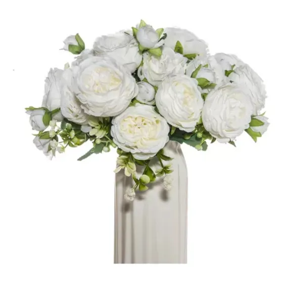 3 Ramos Rflores Peonias Artificiales Ramo Rosa Novia Boda 29cm