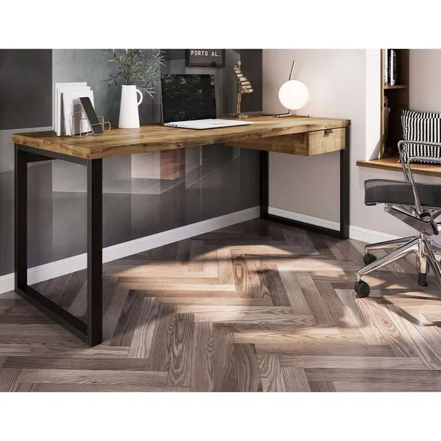 Mesa Escritorio Tipo Industrial 1 Cajon Kaleb  Macadamia