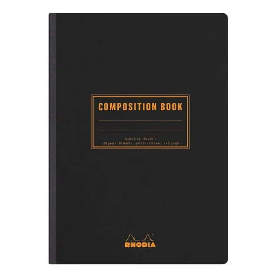 Composition Book Rhodia A5 80 Fls Capa Preta