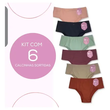 Kit C/ 6 Calcinhas Alta De Microfibra Premium Lut