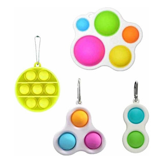Kit De 4 Simple Dimple Fidget Juguete Mini Push Pop It Kit De 4 Simple Dimple Fidget Juguete Mini Push Pop It