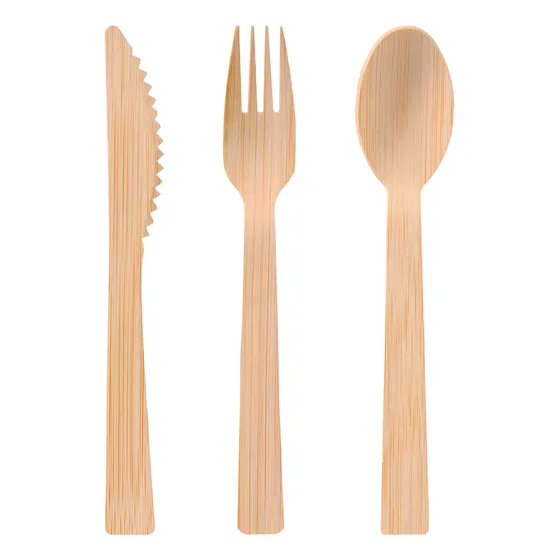 Set Cubiertos Madera Bambu Descartable Ecologicos Packs X50