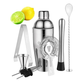 Kit Bartender Barman Coctelera Tragos Bar Bebidas Acero Kit Bartender Barman Coctelera Tragos Bar Bebidas Acero