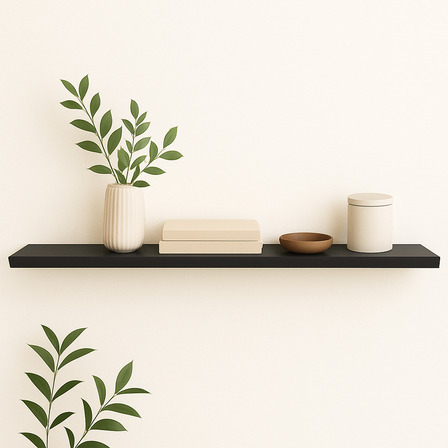 1 Prateleira 160x20 Madeira Mdf Preto Com Suporte Invisível 1 Prateleira 160x20 Madeira Mdf Preto Com Suporte Invisível