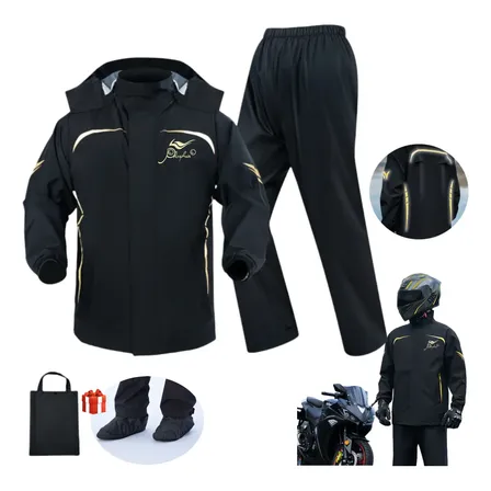 Impermeable Motociclista Phosphaino Con Capucha Alta Calidad