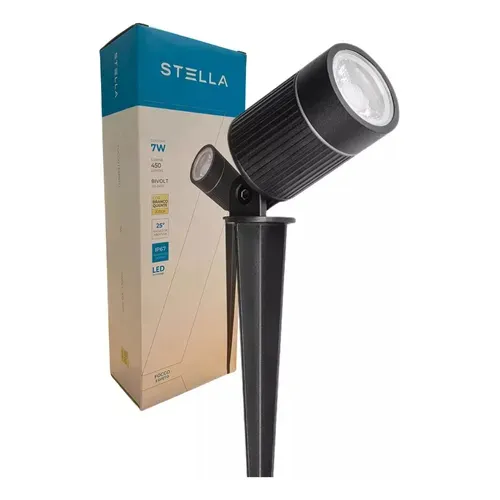 Kit 6x Espeto Jardim Stella Focco 7w 3000k Sth7703/30 Cor da cúpula Vidro Cor da estrutura Preto