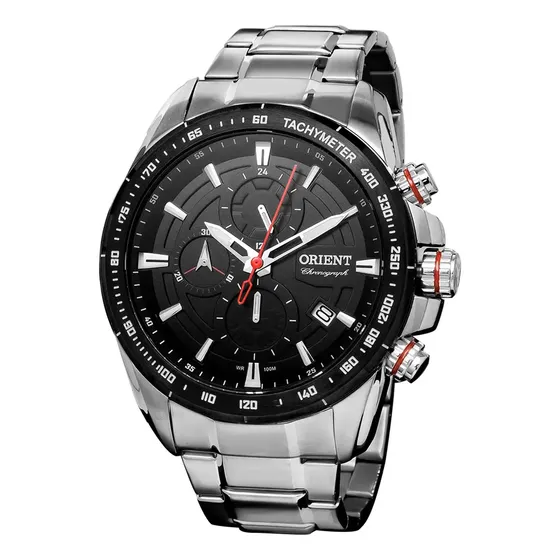 Relógio Orient Cronógrafo MBSSC181 P1SX Aço Inoxidável Prata Fosforescente