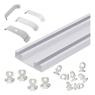 Trilho Suíço Max Duplo Alumínio 2,5m + 5 Presilhas Cortina Trilho Suíço Max Duplo Alumínio 2,5m + 5 Presilhas Cortina