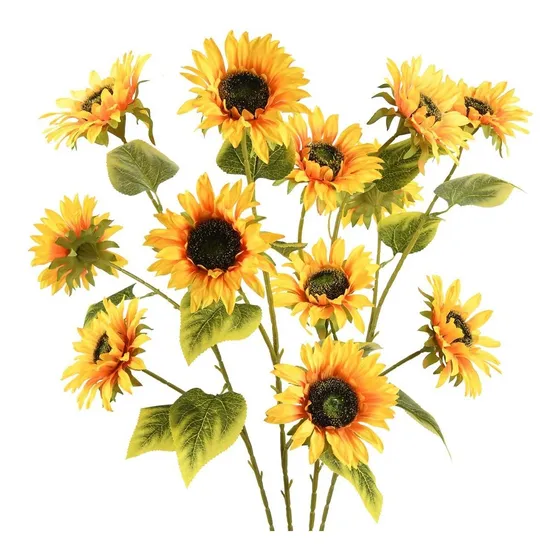 4 Flor Artificial Girasol Tallo Largo Seda Ramo Tr