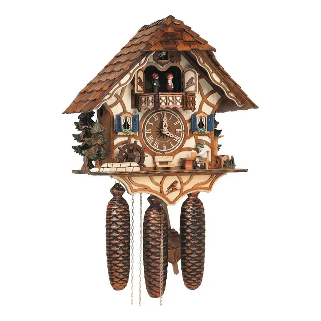 8-day Camara Reloj Cuco Bosque Negro W Noche Shut-off