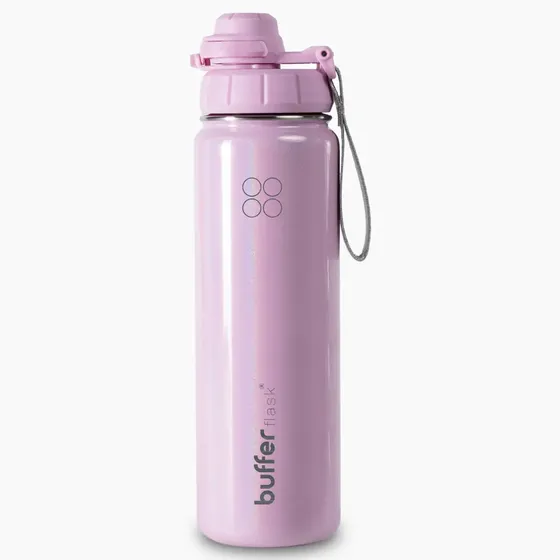 Termo Botella Agua Termica Buffer Acero Inoxidable +4 Tapas Color Rosado Glitter