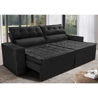 SofĂĄ RetrĂĄtil E ReclinĂĄvel 2,30m Cama Inbox Charm. Velusoft Cor Preto SofĂĄ RetrĂĄtil E ReclinĂĄvel 2,30m Cama Inbox Charm. Velusoft Cor Preto